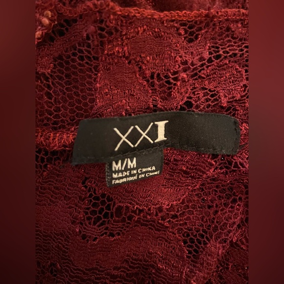 Forever 21 Burgundy Lace Long Sleeve mini Dress- Size M - Picture 6 of 7
